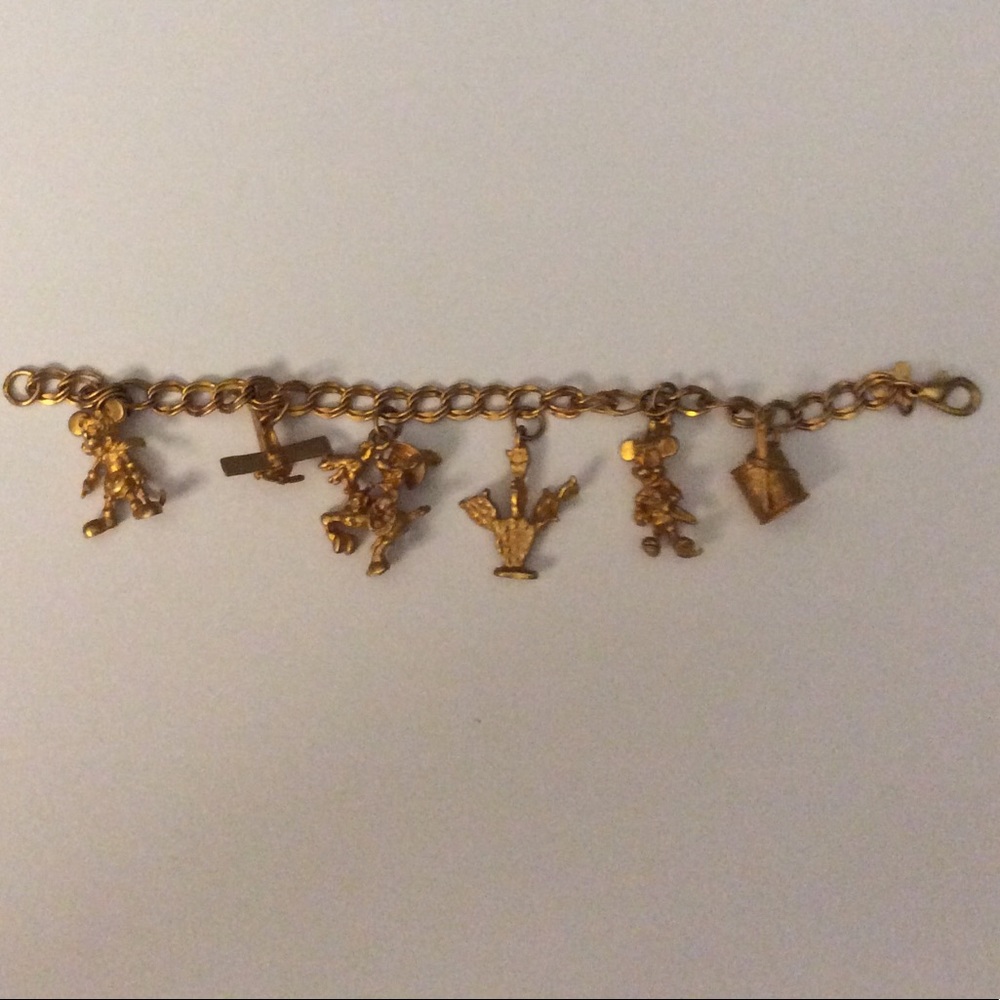 Vintage Mickey Mouse gold tone charm bracelet